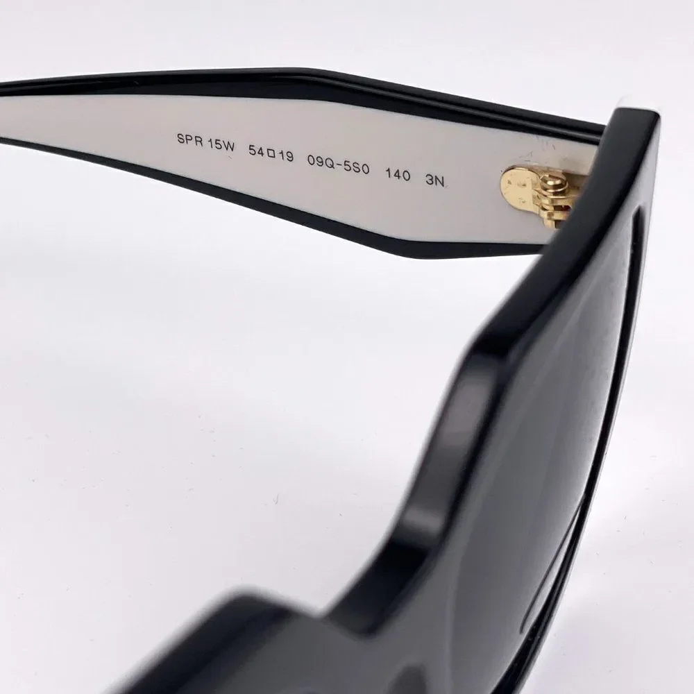 NEW Prada  PR15WS 09Q5S0 Black White Dark Gray Square Women Sunglasses